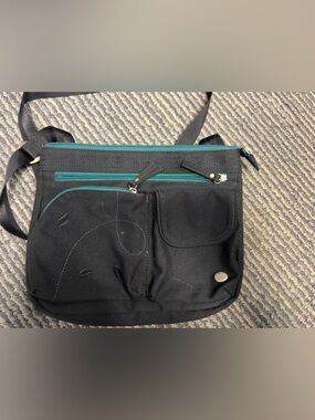 Haiku Black Crossbody Bag with Teal Accents